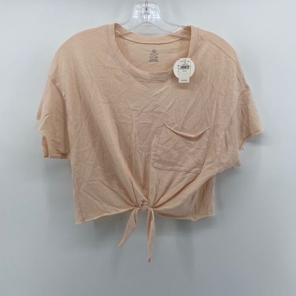 aerie Tops - OFFLINE by Aerie Peach Tie Front Pocket Crop Top Tee XS NWT